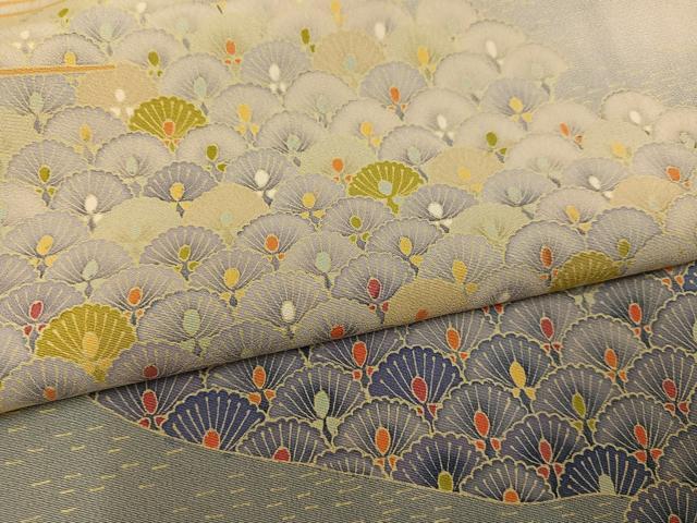平和屋着物●本加賀友禅作家　矢田博　色留袖　花青海波　暈し染め　正絹　逸品　AABK2127ph