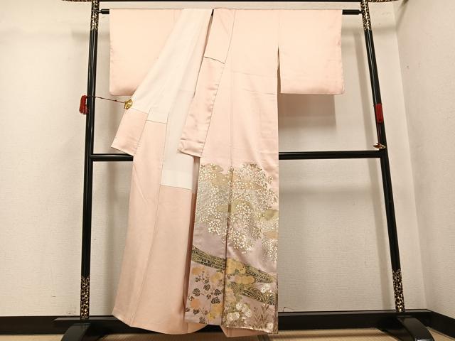 平和屋着物●豪華色留袖　草花文　暈し染め　金銀彩　正絹　逸品　AABK2128ph