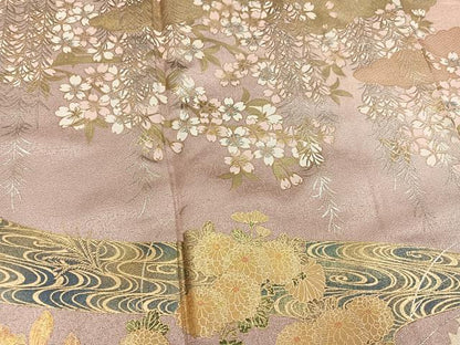 平和屋着物●豪華色留袖　草花文　暈し染め　金銀彩　正絹　逸品　AABK2128ph