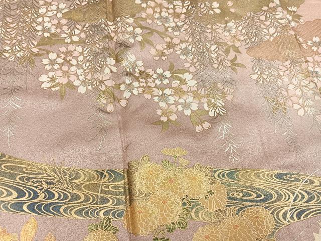 平和屋着物●豪華色留袖　草花文　暈し染め　金銀彩　正絹　逸品　AABK2128ph