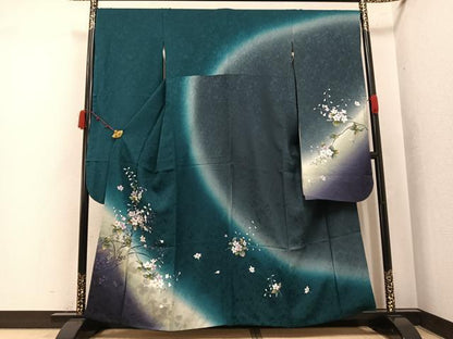 平和屋着物●豪華振袖　手描き　刺繍　草花文　暈し染め　金彩　やまと誂製　正絹　逸品　AABK2131ph