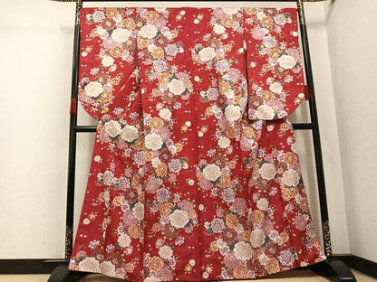 平和屋着物●小振袖　二尺袖　花尽くし　金彩　洗える着物　AABK2133ph