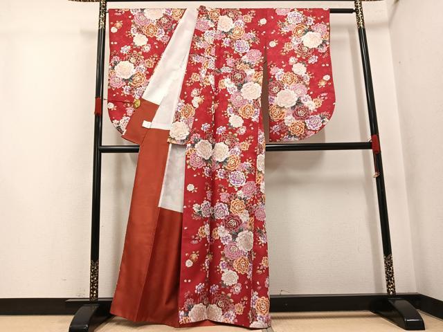 平和屋着物●小振袖　二尺袖　花尽くし　金彩　洗える着物　AABK2133ph