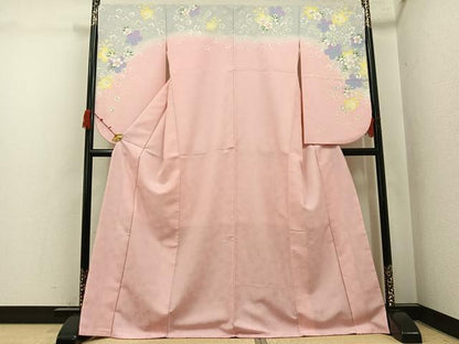 平和屋着物●小振袖　二尺袖　舞花文　暈し染め　洗える着物　AABK2135ph