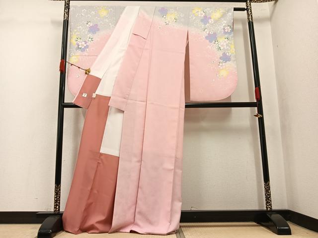 平和屋着物●小振袖　二尺袖　舞花文　暈し染め　洗える着物　AABK2135ph