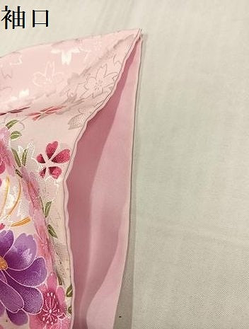 平和屋着物●小振袖　二尺袖　舞花文　暈し染め　金彩　洗える着物　AABK2136ph