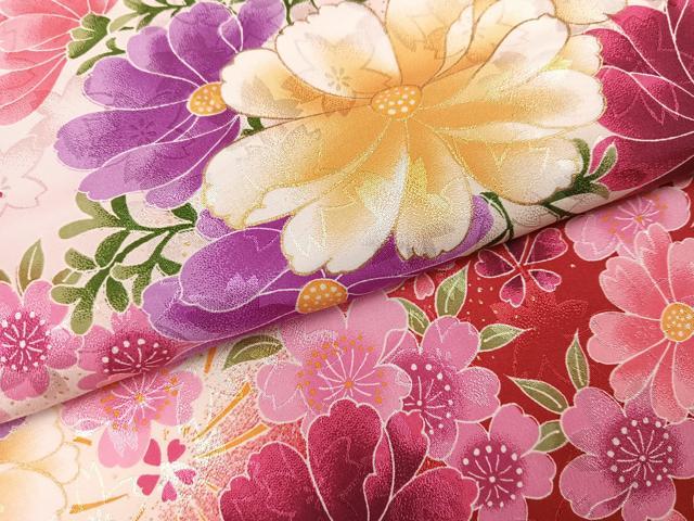 平和屋着物●小振袖　二尺袖　舞花文　暈し染め　金彩　洗える着物　AABK2136ph