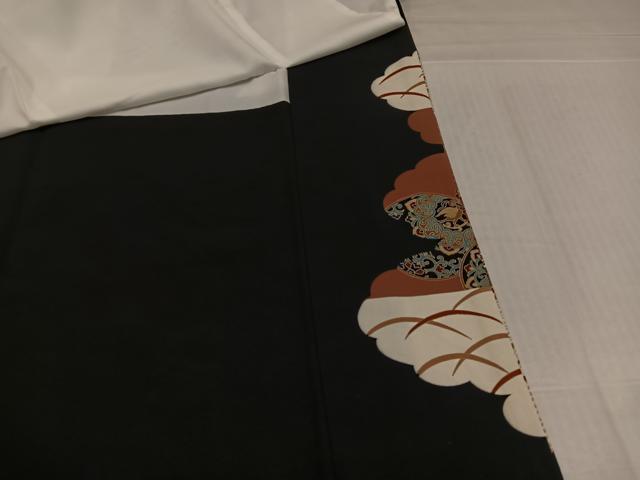 平和屋着物●豪華黒留袖　駒刺繍　鳳凰花文　金彩　正絹　逸品　AABK2138ph