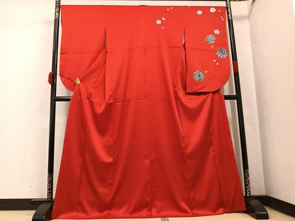 平和屋着物●小振袖　二尺袖　桜毬文　金彩　洗える着物　AABK2143ph