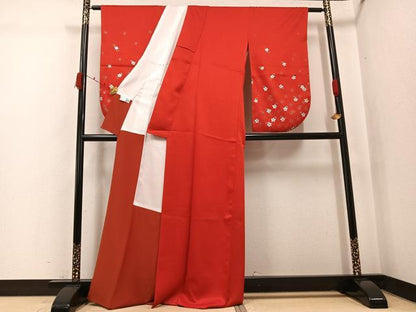 平和屋着物●小振袖　二尺袖　舞桜文　金銀彩　洗える着物　AABK2144ph