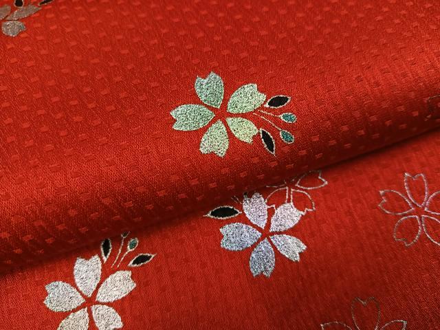 平和屋着物●小振袖　二尺袖　舞桜文　金銀彩　洗える着物　AABK2144ph