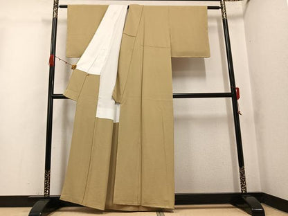 平和屋着物●上質な色無地　榛色　正絹　逸品　未使用　AABK2145ph
