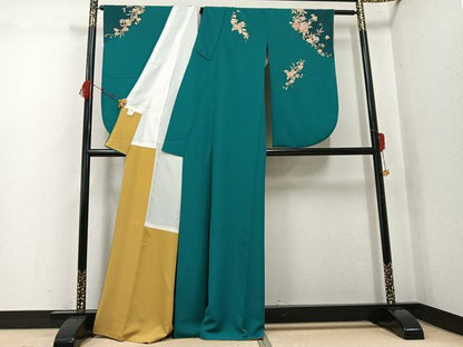 平和屋着物●小振袖　枝花文　暈し染め　金彩　洗える着物　AABK2146ph