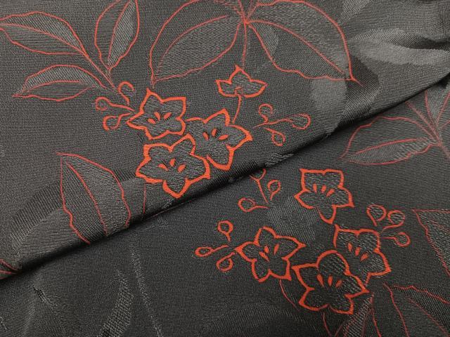 平和屋着物●上質な小紋　地紋起こし　草花文　正絹　逸品　未使用　AABK2147ph