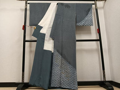 平和屋着物●訪問着　作家物　手描き　絞り　草木文　正絹　逸品　AABK2148ph