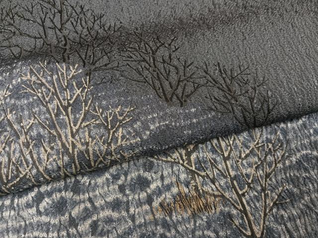 平和屋着物●訪問着　作家物　手描き　絞り　草木文　正絹　逸品　AABK2148ph