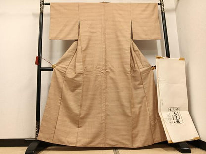 平和屋着物●銀座　志ま亀　紬　横段文　正絹　逸品　AABK2150ph