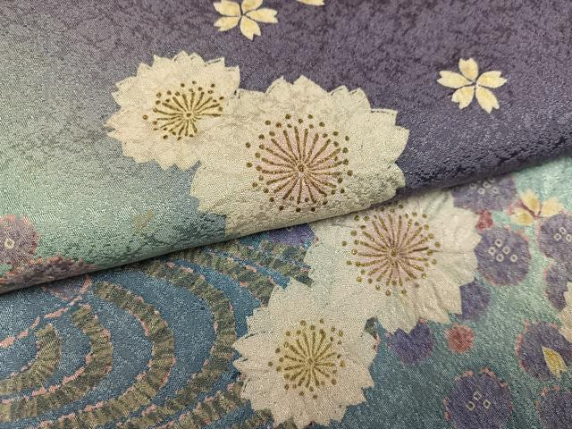 平和屋着物●訪問着　絞り　流水花文　暈し染め　金彩　正絹　逸品　AABK2154ph