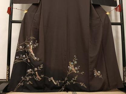 平和屋着物●訪問着　手描き　短冊枝花文　暈し染め　金彩　正絹　逸品　AABK2158ph