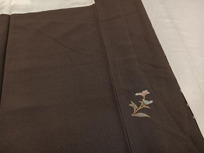 平和屋着物●訪問着　手描き　短冊枝花文　暈し染め　金彩　正絹　逸品　AABK2158ph