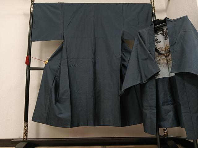 平和屋着物●男性　本場大島紬　アンサンブル　80亀甲　総詰め　正絹　逸品　AABK2159ph