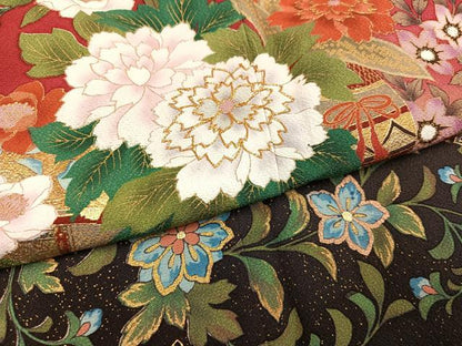 平和屋着物●豪華振袖　駒刺繍　花車文　暈し染め　金彩　正絹　逸品　AABK2162ph