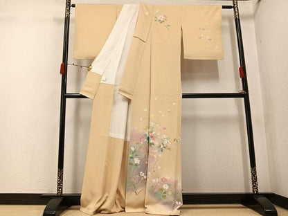 平和屋着物●訪問着　作家物　枝花文　暈し染め　金彩　正絹　逸品　AABK2163ph