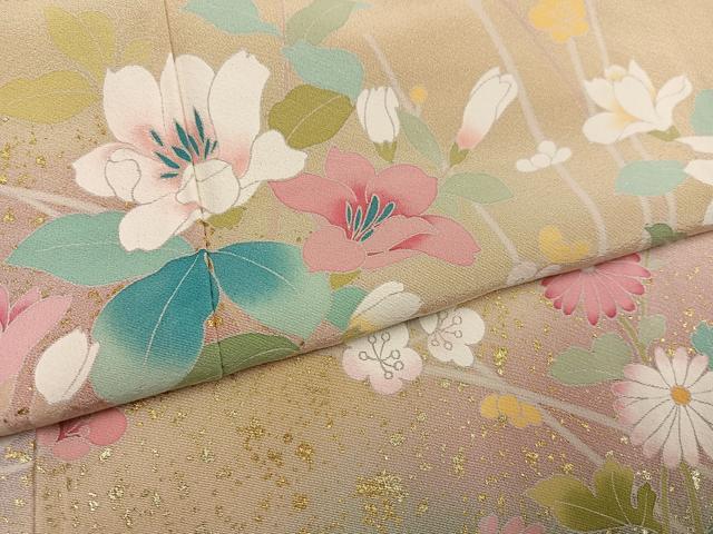 平和屋着物●訪問着　作家物　枝花文　暈し染め　金彩　正絹　逸品　AABK2163ph