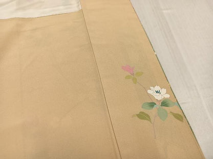 平和屋着物●訪問着　作家物　枝花文　暈し染め　金彩　正絹　逸品　AABK2163ph