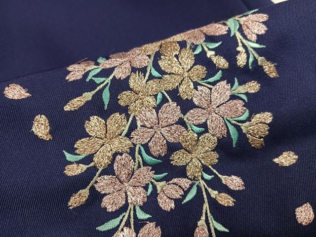 平和屋着物●女性　行灯袴　刺繍　桜　金糸　洗える着物　AABK2169ph