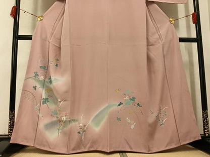 平和屋着物●訪問着　友禅　花鳥葡萄蔦の葉文　暈し染め　正絹　逸品　未使用　AABK2170ph