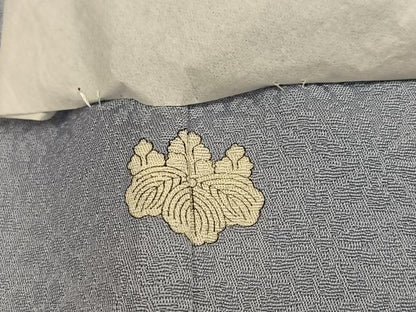 平和屋着物●上質な色無地　花地紋　灰青色　正絹　逸品　未使用　AABK2171ph