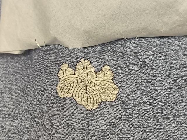 平和屋着物●上質な色無地　花地紋　灰青色　正絹　逸品　未使用　AABK2171ph