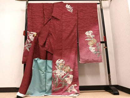 平和屋着物●豪華振袖　刺繍　花楽器文　暈し染め　金彩　丹後ちりめん　仮絵羽　正絹　逸品　未使用　AABK2172ph