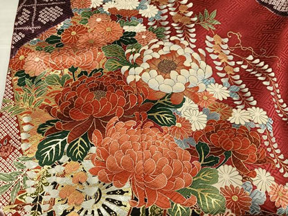 平和屋着物●豪華振袖　絞り　鳳凰花車舞蝶文　金彩　仮絵羽　正絹　逸品　未使用　AABK2173ph