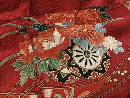 平和屋着物●豪華振袖　絞り　鳳凰花車舞蝶文　金彩　仮絵羽　正絹　逸品　未使用　AABK2173ph