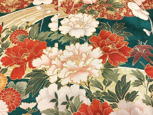 平和屋着物●豪華振袖　駒刺繍　草花文　金彩　仮絵羽　正絹　逸品　未使用　AABK2174ph