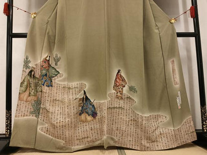 平和屋着物●友禅師・京の名工・伝統工芸士・樽本伊勢蔵　訪問着　人物文　暈し染め　正絹　逸品　AABK2176ph