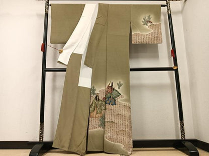 平和屋着物●友禅師・京の名工・伝統工芸士・樽本伊勢蔵　訪問着　人物文　暈し染め　正絹　逸品　AABK2176ph