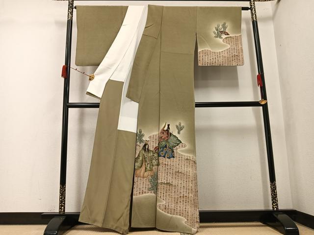 平和屋着物●友禅師・京の名工・伝統工芸士・樽本伊勢蔵　訪問着　人物文　暈し染め　正絹　逸品　AABK2176ph
