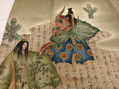 平和屋着物●友禅師・京の名工・伝統工芸士・樽本伊勢蔵　訪問着　人物文　暈し染め　正絹　逸品　AABK2176ph