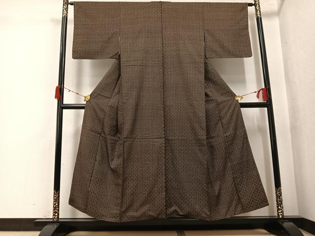 平和屋着物●本場大島紬　龍郷絣　秋名バラ　正絹　逸品　AABK2179ph