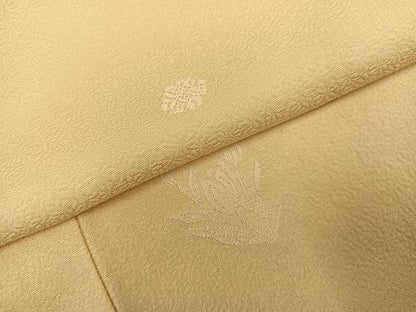 平和屋着物●上質な色無地　草花地紋　蜂蜜色　正絹　逸品　未使用　AABK2180ph