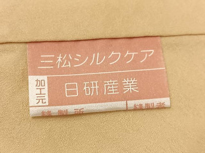 平和屋着物●上質な色無地　草花地紋　蜂蜜色　正絹　逸品　未使用　AABK2180ph