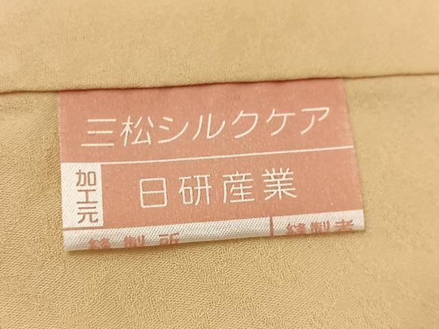平和屋着物●上質な色無地　草花地紋　蜂蜜色　正絹　逸品　未使用　AABK2180ph