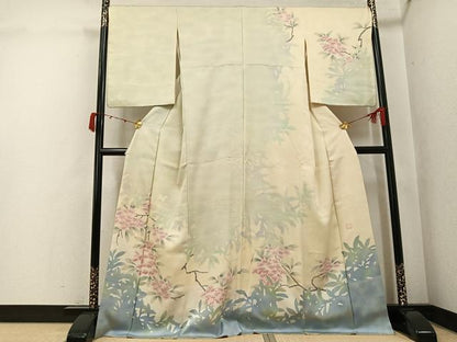 平和屋着物●ろう彩工芸　奥村一心　訪問着　枝花シルエット　暈し染め　正絹　逸品　AABK2181ph