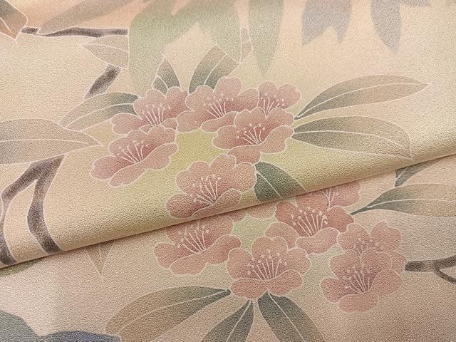 平和屋着物●ろう彩工芸　奥村一心　訪問着　枝花シルエット　暈し染め　正絹　逸品　AABK2181ph