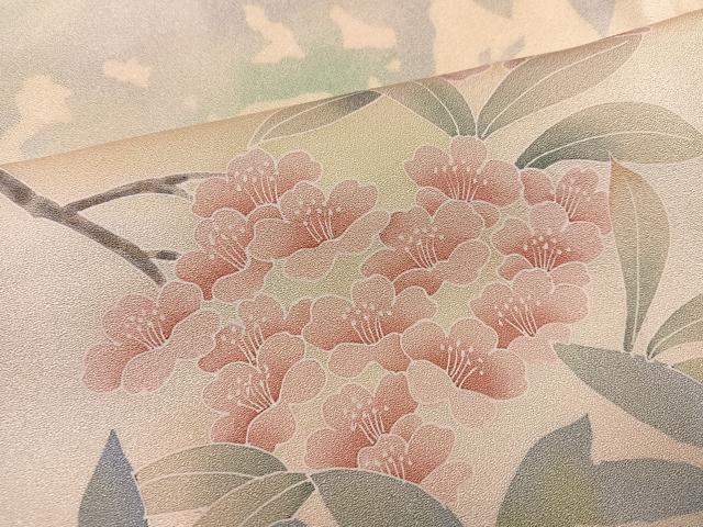平和屋着物●ろう彩工芸　奥村一心　訪問着　枝花シルエット　暈し染め　正絹　逸品　AABK2181ph