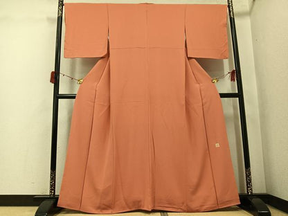 平和屋着物●上質な色無地　作家物　曙色　正絹　逸品　AABK2182ph