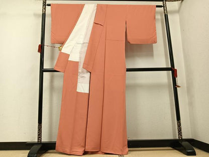 平和屋着物●上質な色無地　作家物　曙色　正絹　逸品　AABK2182ph